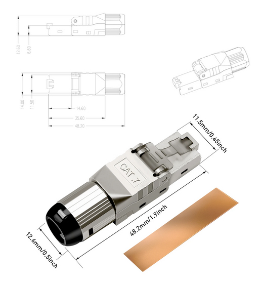 Конектор RJ45 <b>cat.7</b> самозатискний, екранований, FTP, SFTP - Зображення 4