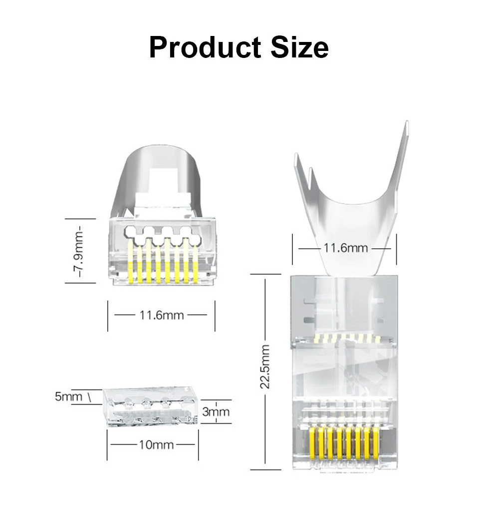 Конектор RJ45 <strong>cat.6, cat.6A, cat.7</strong> екранований, FTP, SFTP - Зображення 6