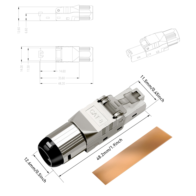 Конектор RJ45 <b>cat.7А, cat.8</b> самозатискний, екранований, FTP, SFTP - Зображення 3