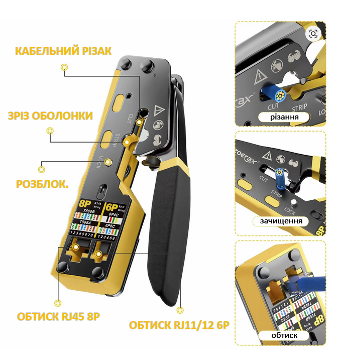 Обтискні кліщі RJ45 - Зображення 3